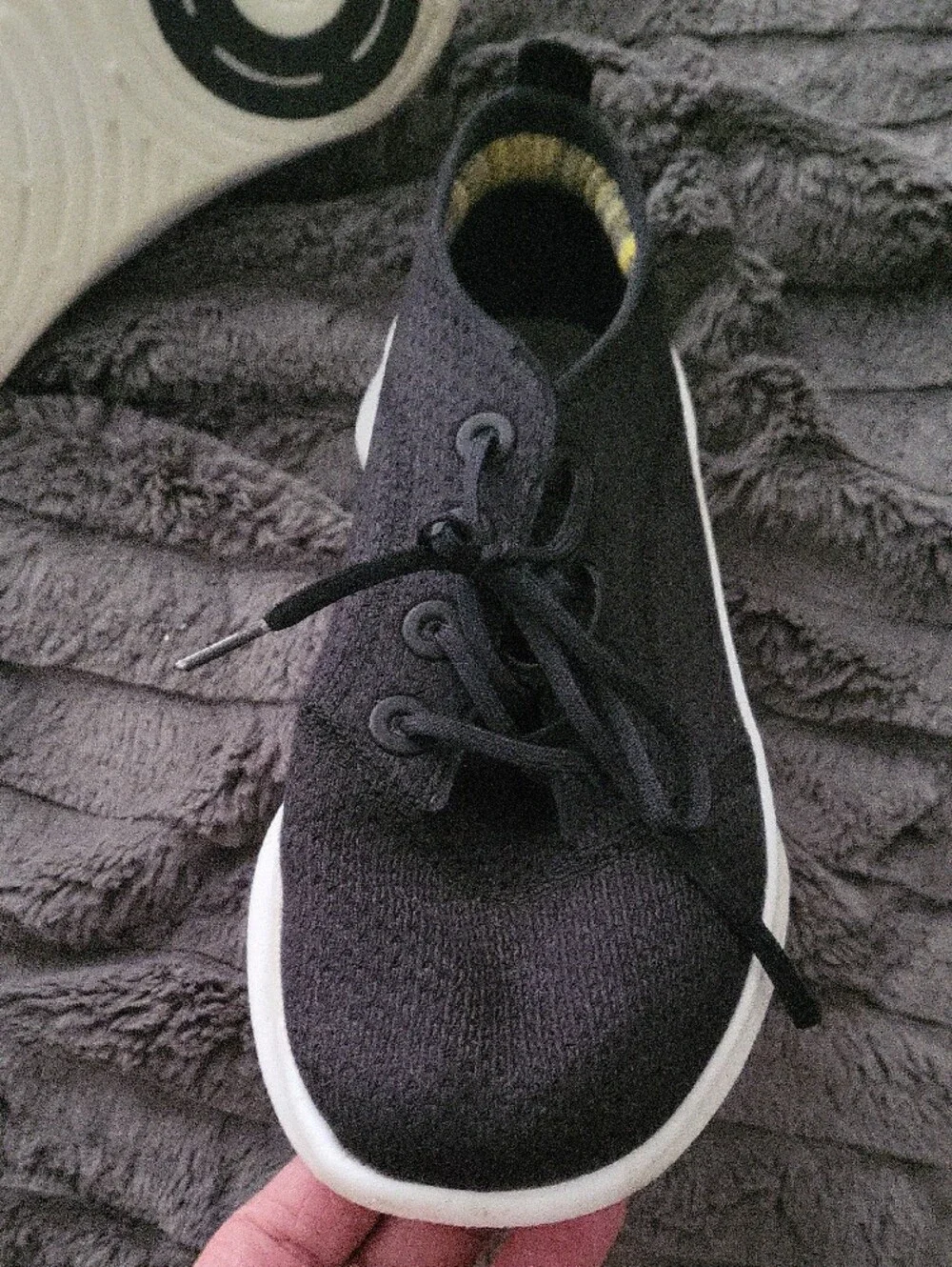 allbirds Mens Black Knit Lace-Up Sneakers with White Sole